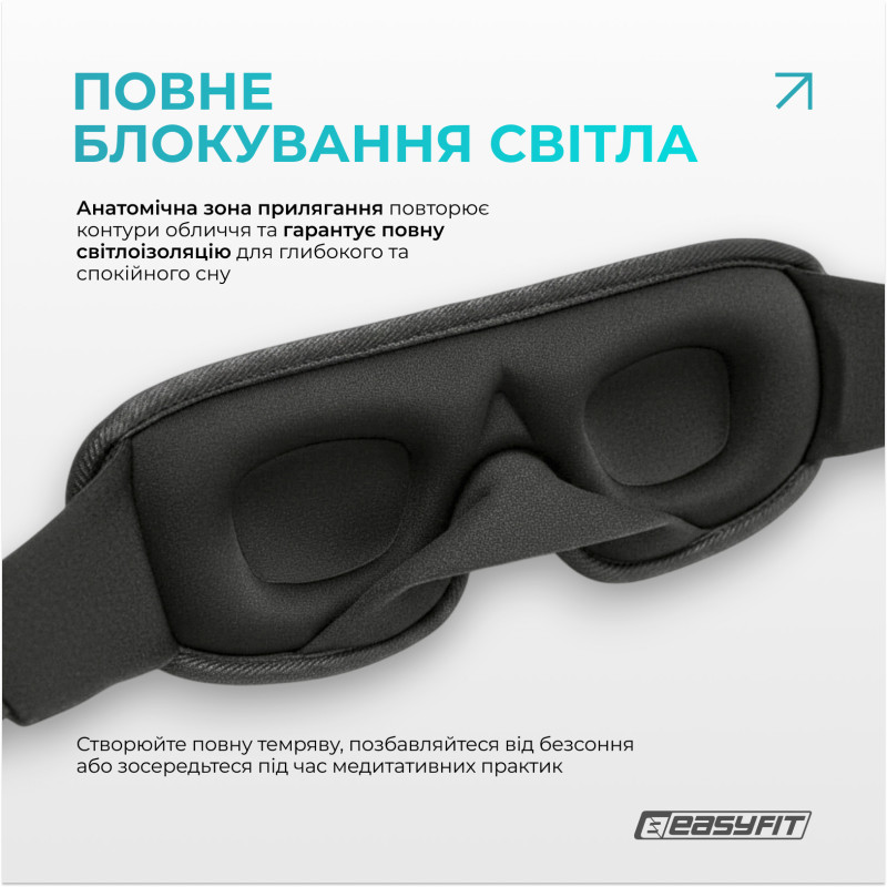Маска для сна 3D EasyFit Dream с эфектом памяти (серая)