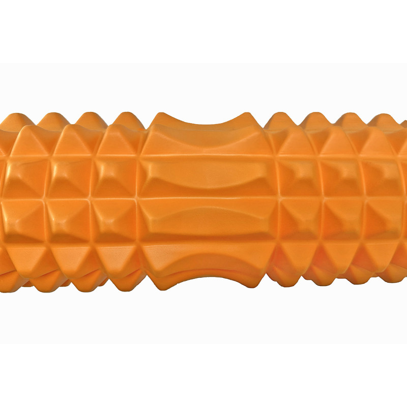Массажный ролик (валик) EasyFit Grid Roller v.1.2, Длина 33 см, Диаметр 13 см, Каркас из высокопрочного пластика, Пена EVA с массажной поверхностью, для МФР, фитнеса, йоги и реабилитации, Оранжевый