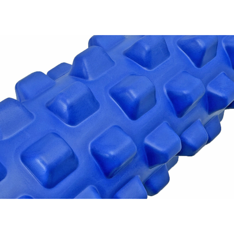 Массажный ролик (валик) EasyFit Grid Roller PRO, Длина 33 см, Диаметр 14 см, Каркас из высокопрочного пластика, Пена EVA с массажной поверхностью 3D, для МФР, фитнеса, йоги и реабилитации, Синий
