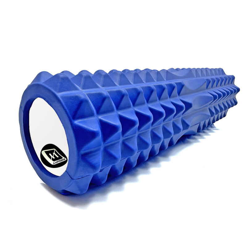 Массажный ролик (валик) EasyFit Grid Roller v.2.2, Длина 45 см, Диаметр 13 см, Каркас из высокопрочного пластика, Пена EVA с массажной поверхностью 3D, для МФР, фитнеса, йоги и реабилитации, Синий