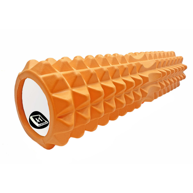 Масажний ролик (валик) EasyFit Grid Roller v.2.2, Довжина 45 см, Діаметр 13 см, Каркас із високоміцного пластику, Піна EVA з масажною поверхнею 3D, для МФР, фітнесу, йоги та реабілітації, Помаранчевий