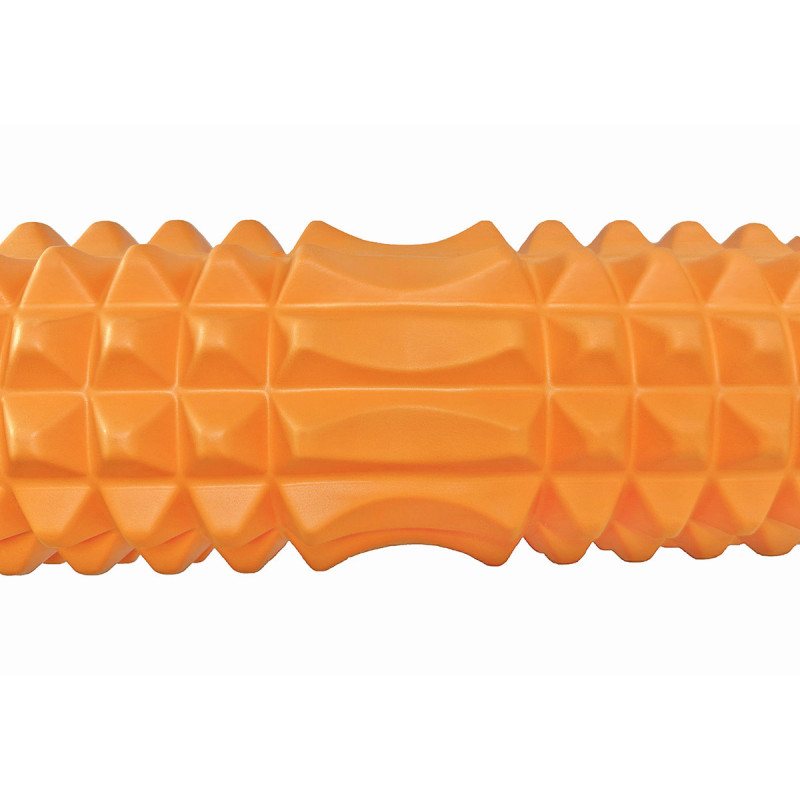 Масажний ролик (валик) EasyFit Grid Roller v.2.2, Довжина 45 см, Діаметр 13 см, Каркас із високоміцного пластику, Піна EVA з масажною поверхнею 3D, для МФР, фітнесу, йоги та реабілітації, Помаранчевий