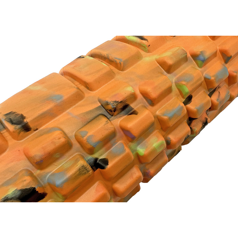 Массажный ролик (валик) EasyFit Grid Roller v.1.1 Multi , Длина 33 см, Диаметр 14 см, Каркас из высокопрочного пластика, Пена EVA с массажной поверхностью 3D, для МФР, фитнеса, йоги и реабилитации, Оранжево-цветной