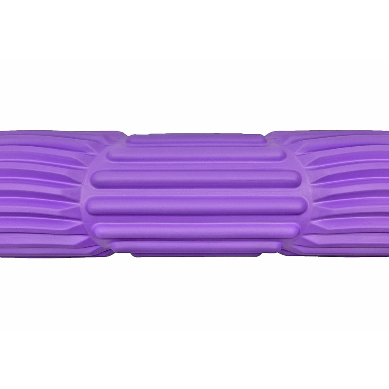 Массажный ролик (валик) EasyFit Dozer, длина 45 см, диаметр 11 см, фиолетовый, каркас из высокопрочного пластика, пена EVA с массажной поверхностью 3D, для МФР, фитнеса, йоги и реабилитации