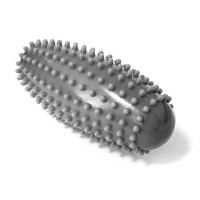 Масажний ролик овальний EasyFit Almond з шипами, Довжина 16 см, Діаметр 6,5 см, ПВХ, для МФР, зняття напруги та самомасажу, Сірий