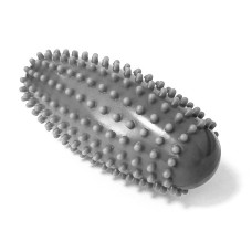 Массажный ролик овальный EasyFit Almond с шипами, Длина 16 см, Диаметр 6,5 см, ПВХ, для МФР, снятия напряжения и самомассажа, Серый