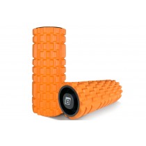 Массажный ролик EasyFit Grid Roller v.1.1 с заглушками, Длина 33 см, Диаметр 14 см, 3D массажная поверхность, Пена EVA, для фитнеса, йоги и восстановления мышц, Оранжевый