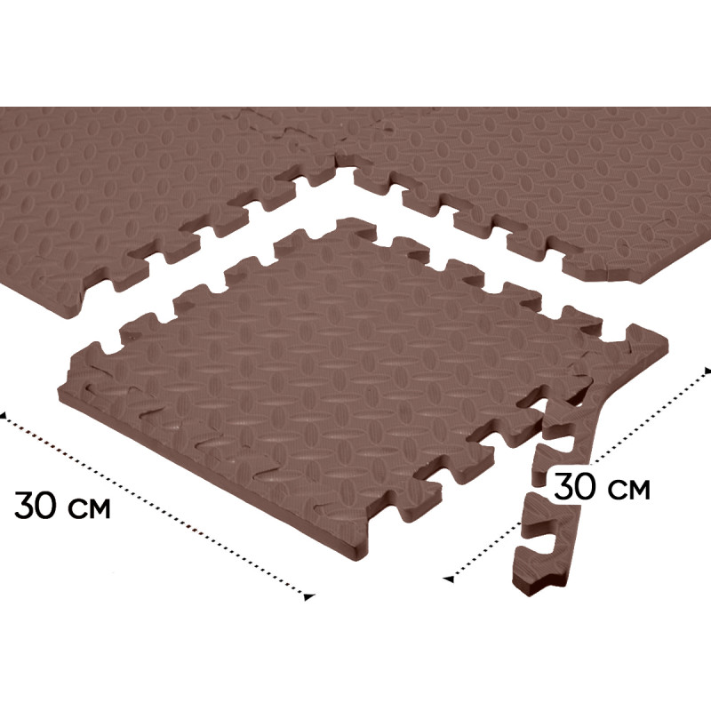 Татами мат EasyFit SwallowTail (пазл ласточкин хвост с бортиком), Размер 120x60 см, Толщина 10 мм, EVA-пена, Коричневый