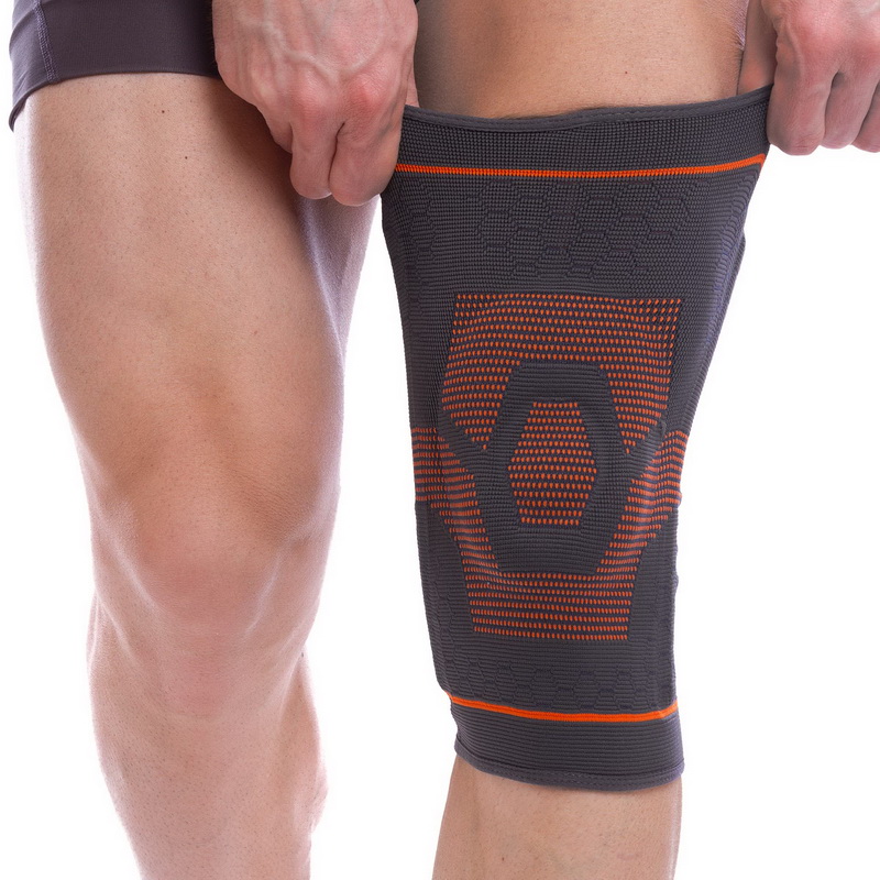 Бандаж наколінник EasyFit фіксатор колінного суглоба (1 шт), Розмір S-M, Поліестер, Еластан, Чорно-червоний