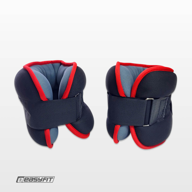 Обтяжувачі для ніг і рук EasyFit Comfort з металом (пара), 2,5 кг, чорно-червоні