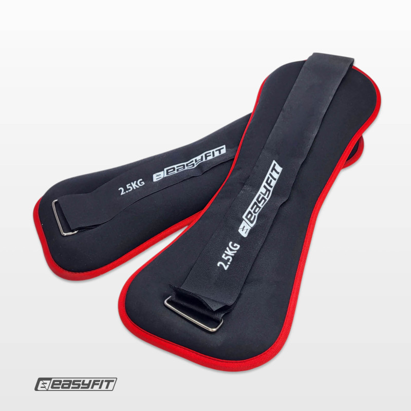 Обтяжувачі для ніг і рук EasyFit Comfort з металом (пара), 2,5 кг, чорно-червоні