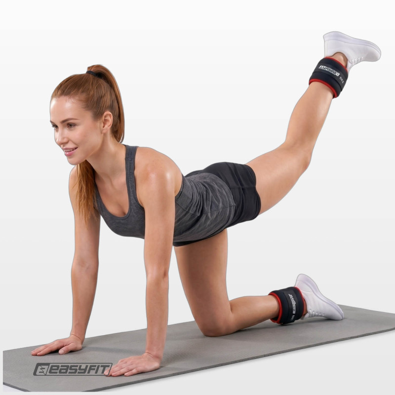 Обтяжувачі для ніг і рук EasyFit Comfort з металом (пара), 2,5 кг, чорно-червоні