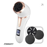 Вакуумна електрична пемза (пилка) для п'ят EasyFit V-Pro з LCD-дисплеєм, 4 види насадок, 2 рівні швидкостей, Білий