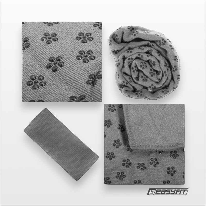 Рушник для йоги EasyFit Yoga Mat Towel з сумкою, Розмір 183х63 см, Мікрофібра, Сірий