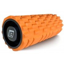 Массажный ролик EasyFit Grid Roller v.1.1 с заглушками, Длина 33 см, Диаметр 14 см, 3D массажная поверхность, Пена EVA, для фитнеса, йоги и восстановления мышц, Оранжевый