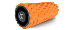 Масажний ролик EasyFit Grid Roller v.1.1 з заглушками, Довжина 33 см, Діаметр 14 см, 3D масажна поверхня, піна EVA, для фітнесу, йоги та відновлення м'язів, Помаранчевий