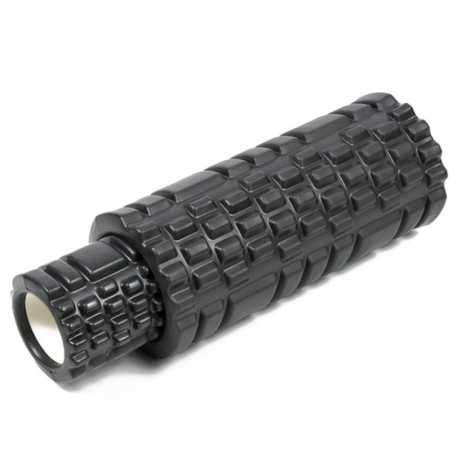 Масажний ролик (валик) EasyFit Grid Roller Extreme, довжина 33 см, діаметр 14 см, чорний, каркас із високоміцного пластику, піна EVA з масажною поверхнею 3D, для МФР, фітнесу, йоги та реабілітації