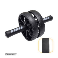 Ролик для пресса EasyFit BLM двойной, Диаметр 15,5 см, Сталь, Резина, Пластик, Черный