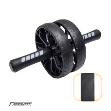 Ролик для пресса EasyFit BLM двойной, Диаметр 15,5 см, Сталь, Резина, Пластик, Черный