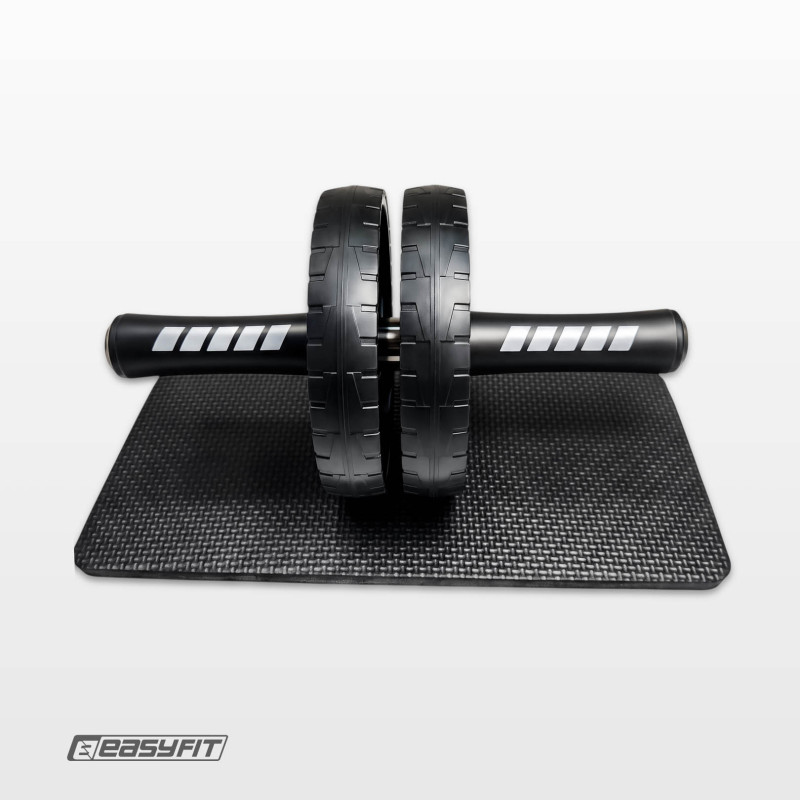 Ролик для пресу EasyFit BLM подвійний, Діаметр 15,5 см, Сталь, Гума, Пластик, Чорний
