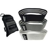 Тканинні гумки (еспандери) для фітнесу EasyFit, Набір 3 шт, Довжина 76 см, Ширина 8 см, Бавовна з териленом, Білий, Сірий, Чорний