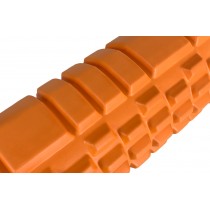 Массажный ролик EasyFit Grid Roller v.1.1 с заглушками, Длина 33 см, Диаметр 14 см, 3D массажная поверхность, Пена EVA, для фитнеса, йоги и восстановления мышц, Оранжевый