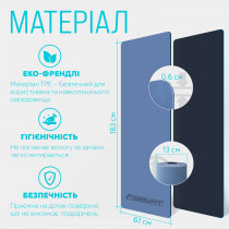Коврик для йоги и фитнеса EasyFit TPE+TC 6 мм двухслойный + Чехол голубой-синий
