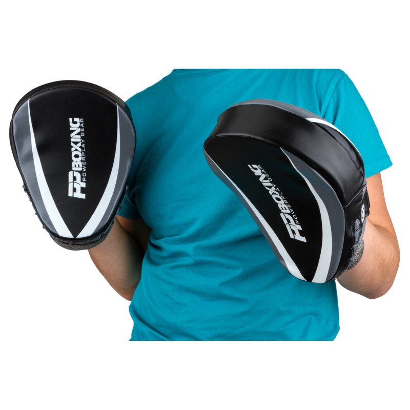 Лапи боксерські PowerPlay 3050 Чорно-Сірі PU [пара]