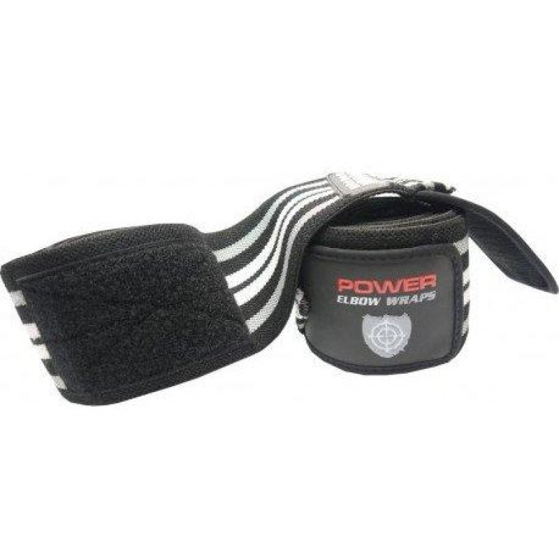 Бинти на коліна Power System PS-3700 Knee Wraps Grey/Black (пара), Довжина 2 м, Ширина 8 см, Бавовна, PU, Spandex, Чорно-сірий