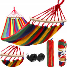 Двомісний гамак з планкою SUMMER Кольоровий XXL 200х150 WCG