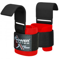 Гаки для тяги на зап'ястя Power System PS-3310 Hardcore Hooks Black/Red Гаки для тяги на зап'ястя Power System PS-3310 Hardcore Hooks Black/Red