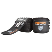Бинты на колени Power System PS-3700 Knee Wraps Grey/Black (пара), Длина 2 м, Ширина 8 см, Хлопок, PU, ​​Spandex, Черно-серый