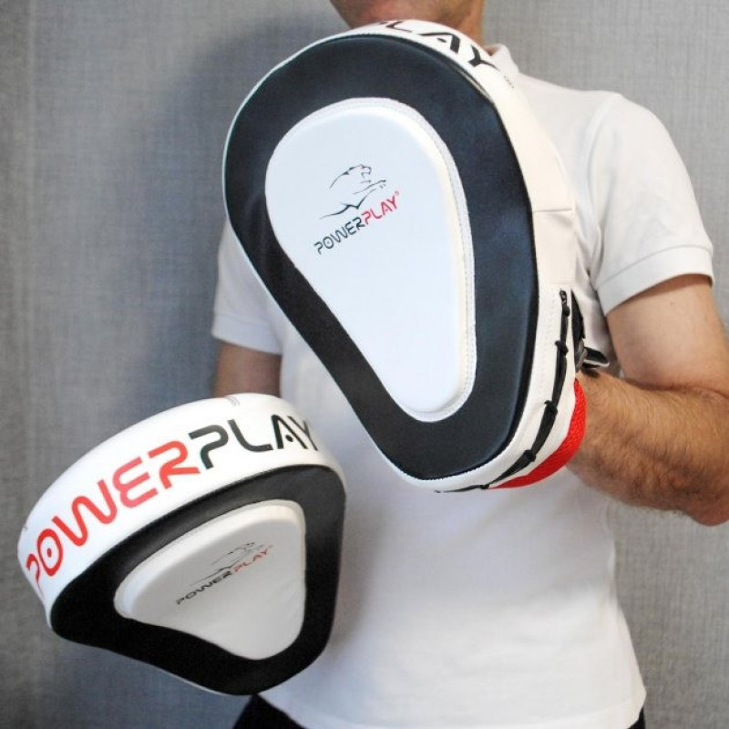 Лапы боксерские PowerPlay 3042 черно-белые PU [пара]