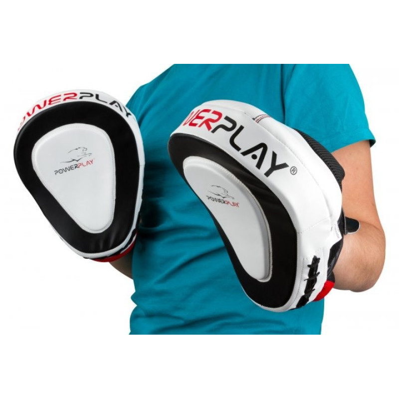Лапы боксерские PowerPlay 3042 черно-белые PU [пара]