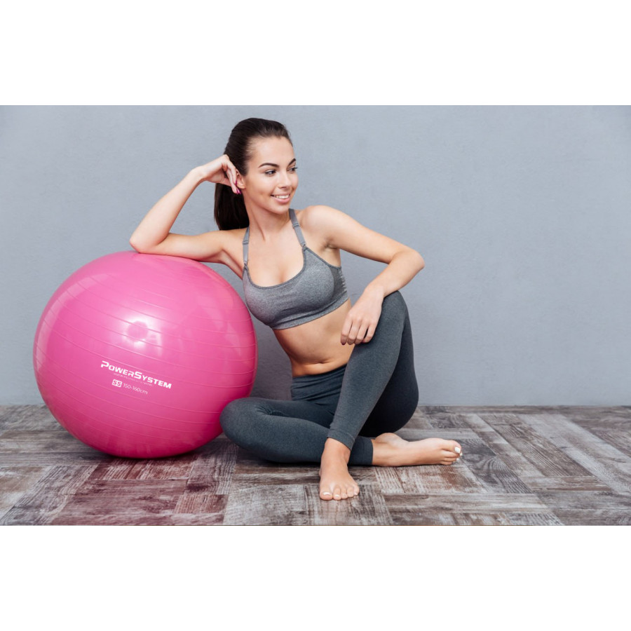 М'яч для фітнесу (фітбол) Power System PS-4012 Ø65 cm PRO Gymball Pink