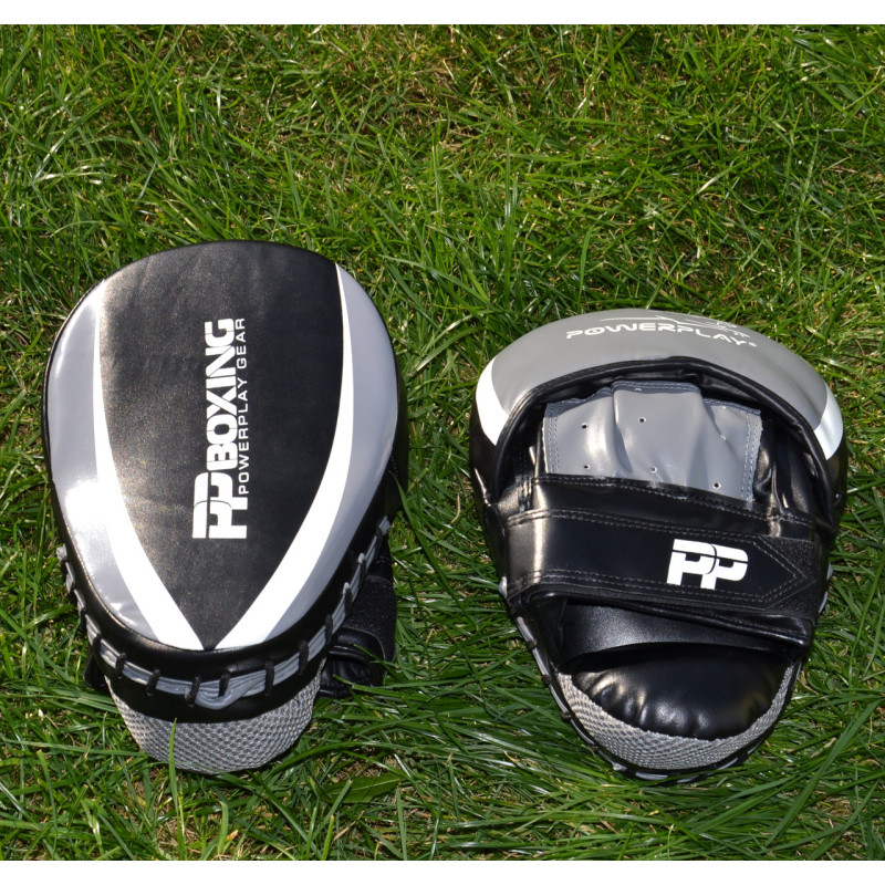 Лапи боксерські PowerPlay 3050 Чорно-Сірі PU [пара]