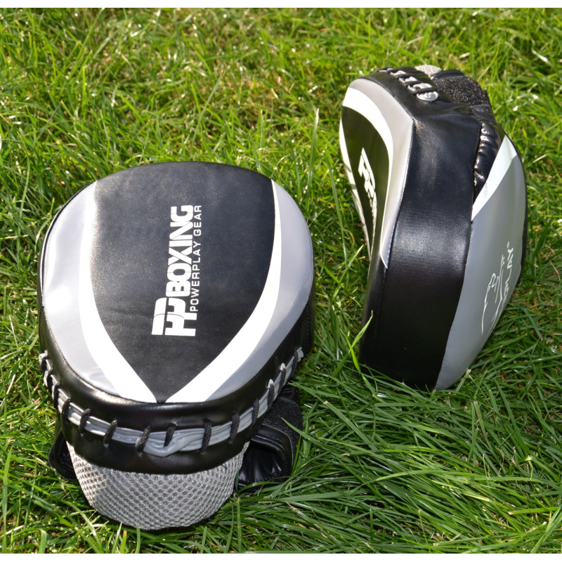 Лапи боксерські PowerPlay 3050 Чорно-Сірі PU [пара]