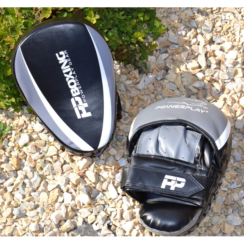 Лапи боксерські PowerPlay 3050 Чорно-Сірі PU [пара]