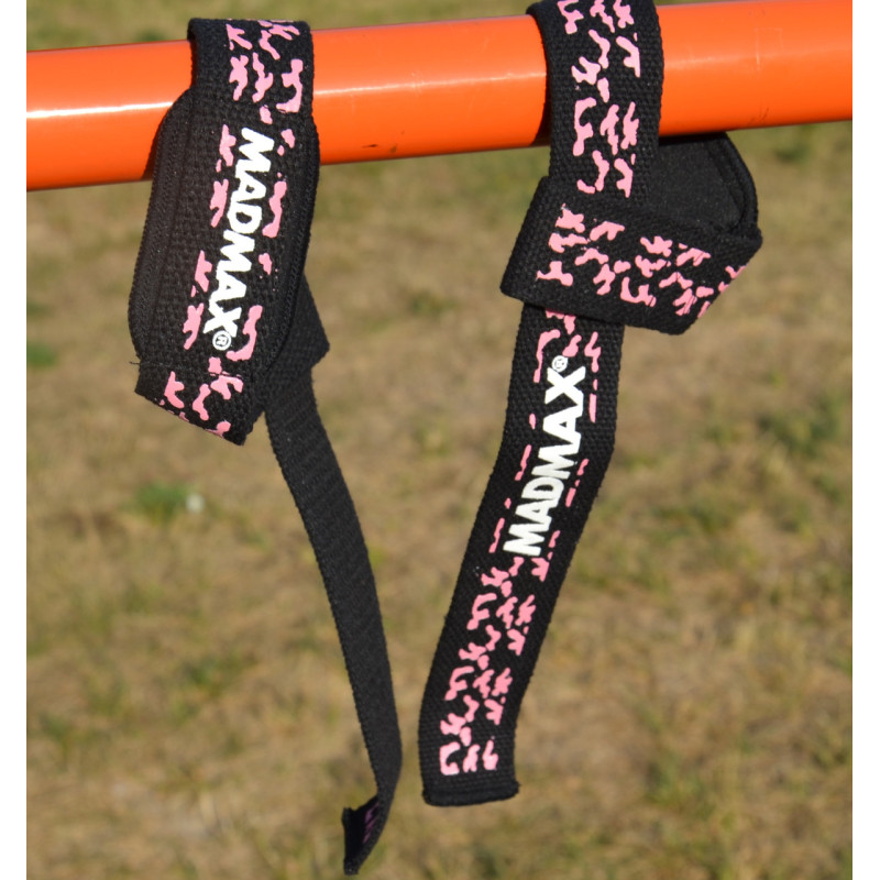 Лямки для тяги MadMax Camo Power Wrist Straps Camo/Pink