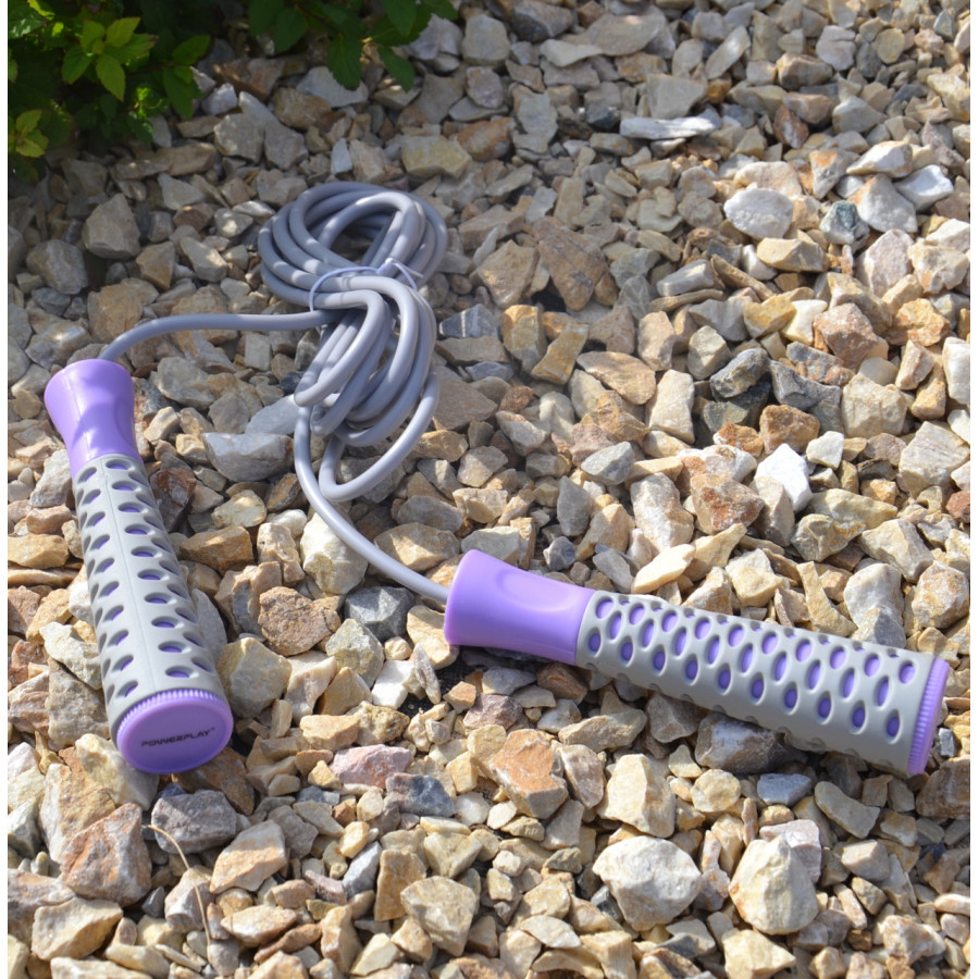 Скакалка PowerPlay 4206 Jump Rope PRO+ Сіро-фіолетова (2,75m.)