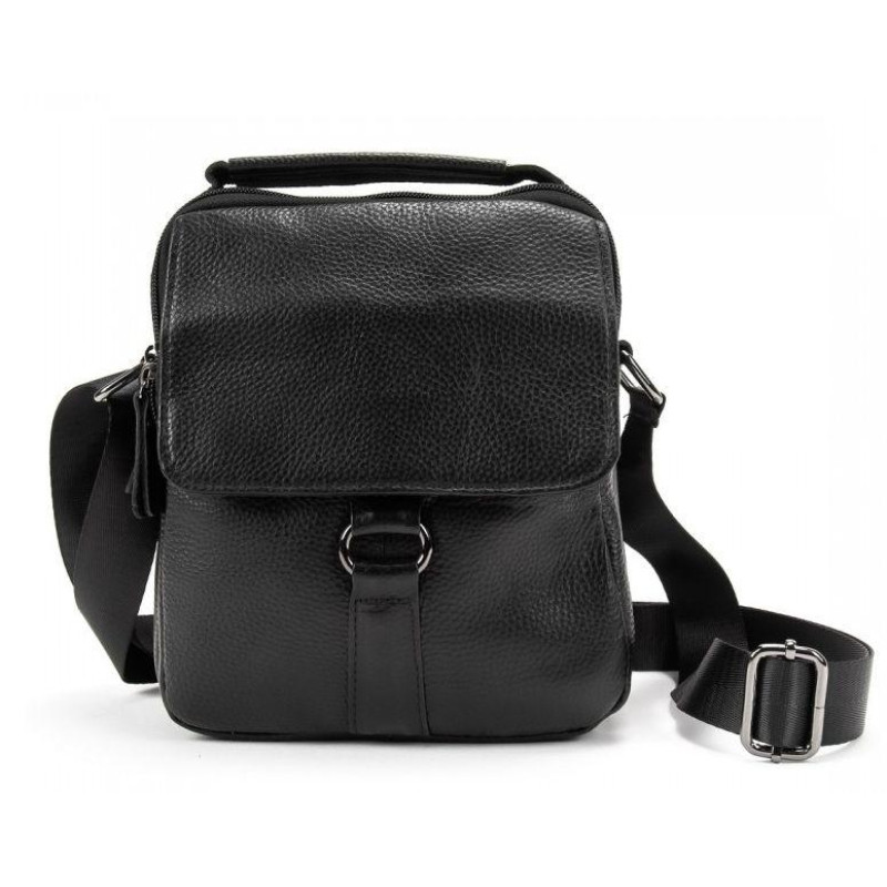 Чоловіча шкіряна сумка месенджер Tiding Bag чорна