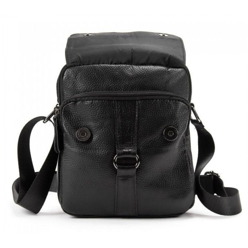 Чоловіча шкіряна сумка месенджер Tiding Bag чорна