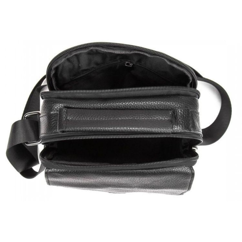 Чоловіча шкіряна сумка месенджер Tiding Bag чорна
