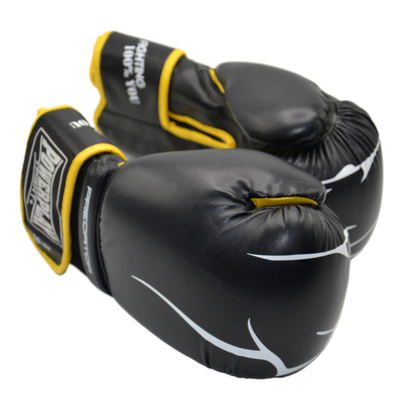 Боксерские перчатки PowerPlay 3018 Jaguar Черно-Желтые 12 унций