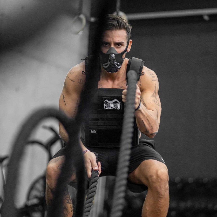 Маска для тренування дихання Phantom Training Mask Carbon, розмір L, медичний силікон, нейлоновий чохол, 4 рівні опору