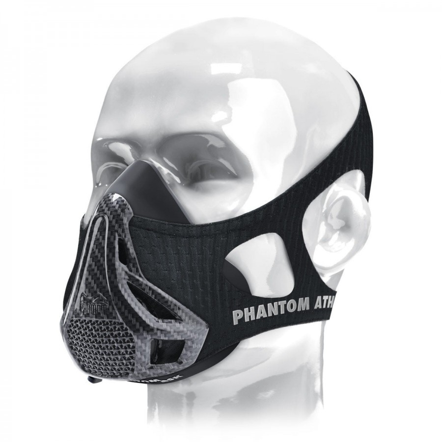 Маска для тренування дихання Phantom Training Mask Carbon, розмір L, медичний силікон, нейлоновий чохол, 4 рівні опору