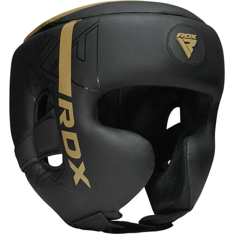 Боксерский шлем RDX F6 KARA Matte Golden XL (капа в комплекте)