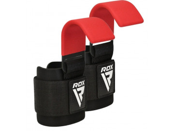 Крючки для тяги на запястье RDX W5 Gym Hook Strap Red Plus