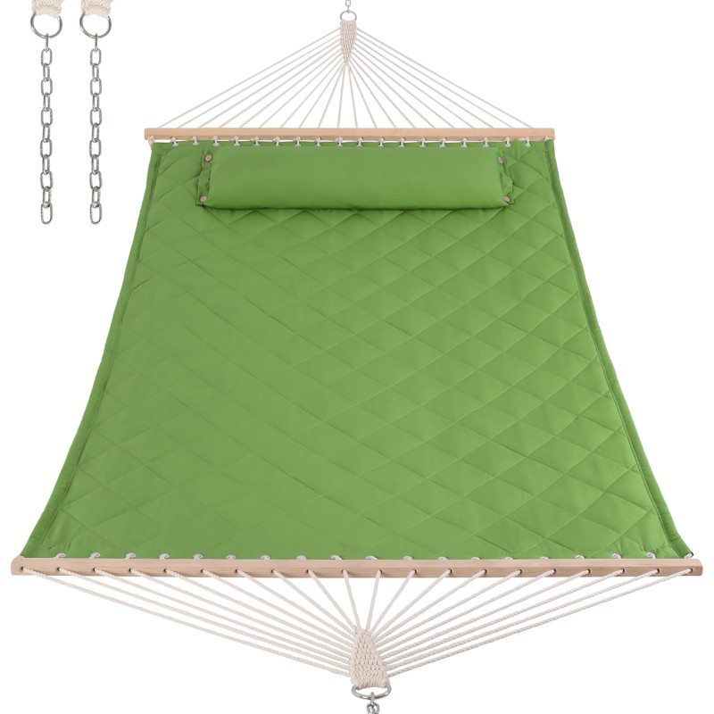 Стійка для гамака + Двомісний гамак SOFT зелений XXL 200x140 з планками