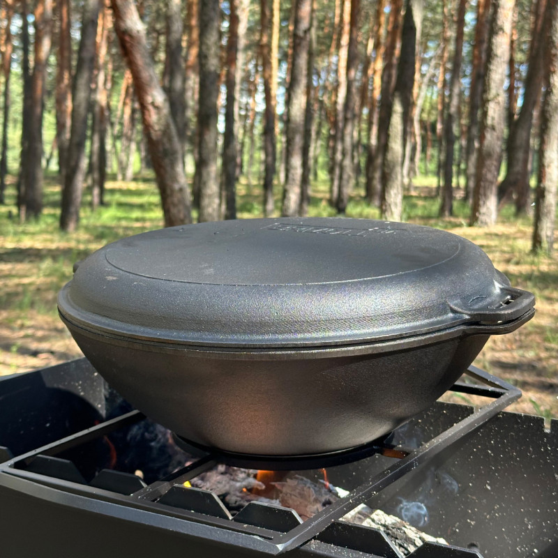 Сковорода WOK-08КС чавунна з кришкою-сковородою гриль 8л